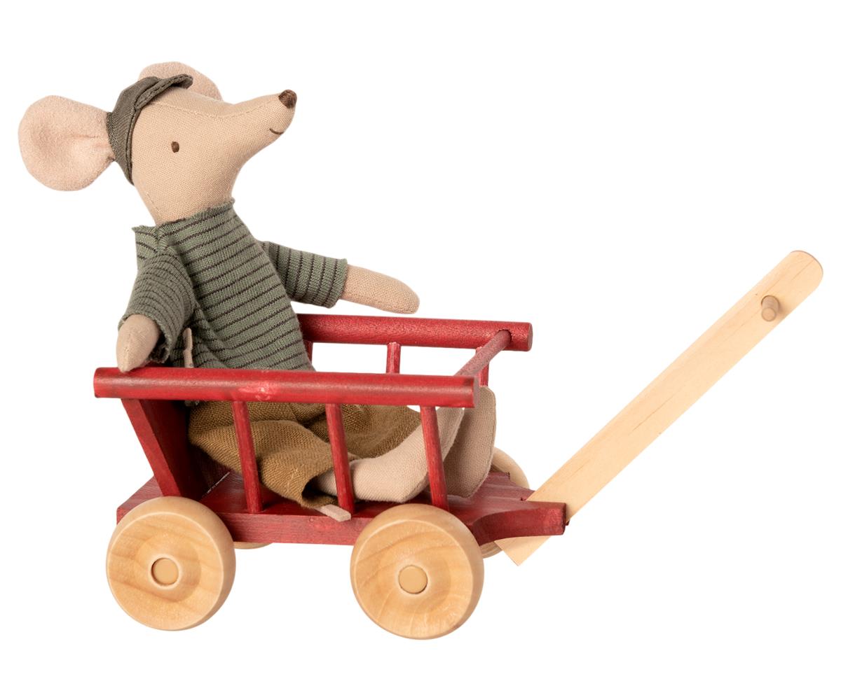 Maileg Micro punainen puukärry