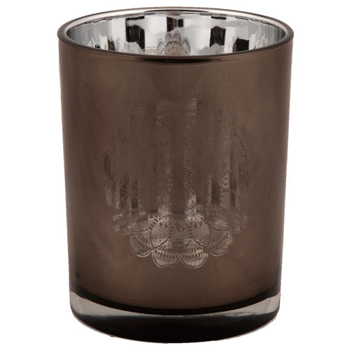 Lasilyhty Lace Flower tummanharmaa iso